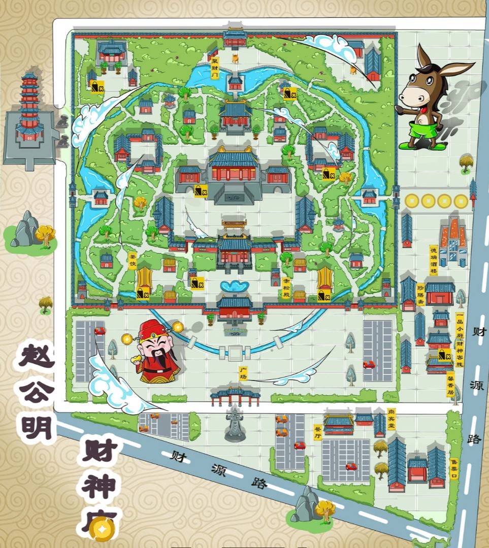 毛阳镇寺庙类手绘地图